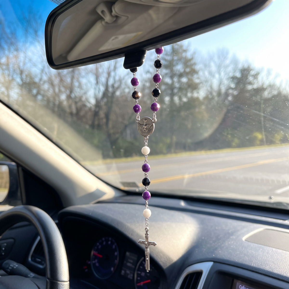 Handmade Faceted Catholic Rosary - Modern Design for Cars - Colorado Rockies