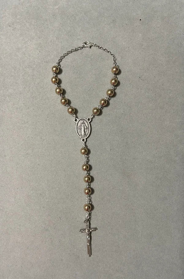 Handmade Catholic Rosary - Modern Design for Cars - Round Gold