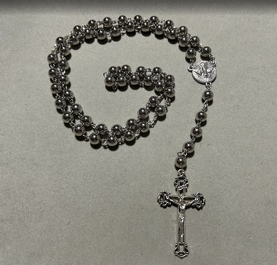 Handmade Traditional Catholic Rosary - Round Silver