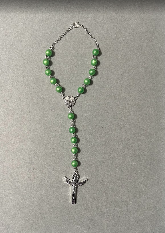 Handmade Pearl Style Catholic Rosary - Modern Design for Cars - Spring Green