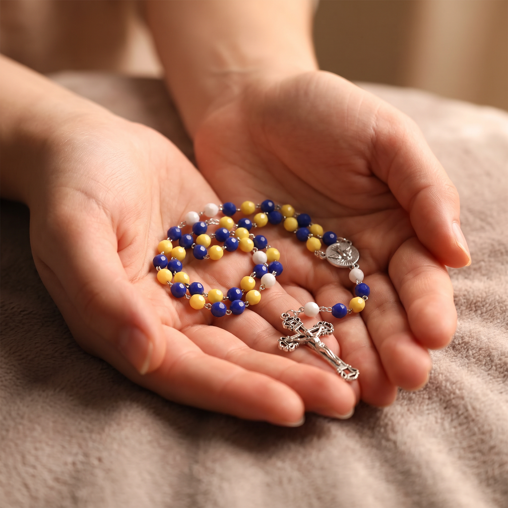 Handmade Faceted Traditional Catholic Rosary - United States Navy