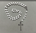 Handmade Faceted Traditional Catholic Rosary - White