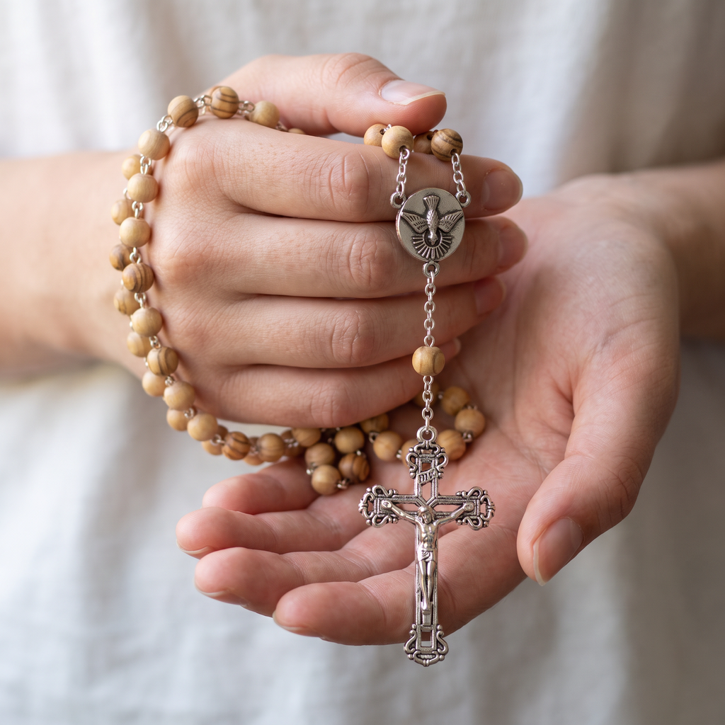 Handmade Wood Traditional Catholic Rosary - Wooden #3