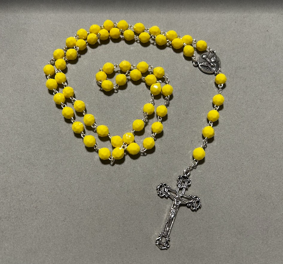 Handmade Faceted Traditional Catholic Rosary - Yellow #1
