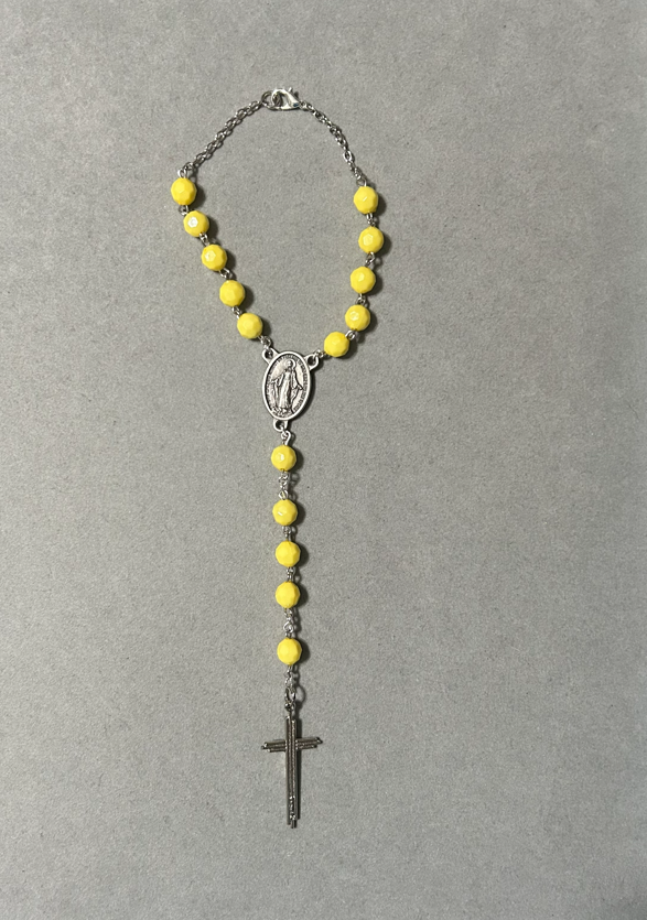 Handmade Faceted Catholic Rosary - Modern Design for Cars - Yellow #1