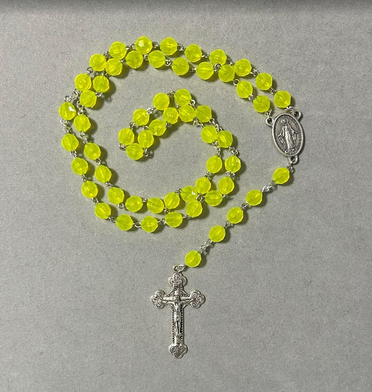 Handmade Faceted Traditional Catholic Rosary - Yellow #2