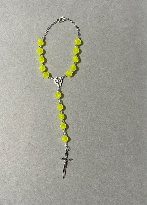 Handmade Faceted Catholic Rosary - Modern Design for Cars - Yellow #2